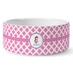 Diamond Print w/Princess Ceramic Dog Bowl (Personalized)