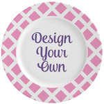 Diamond Print w/Princess Ceramic Dinner Plates (Set of 4) (Personalized)