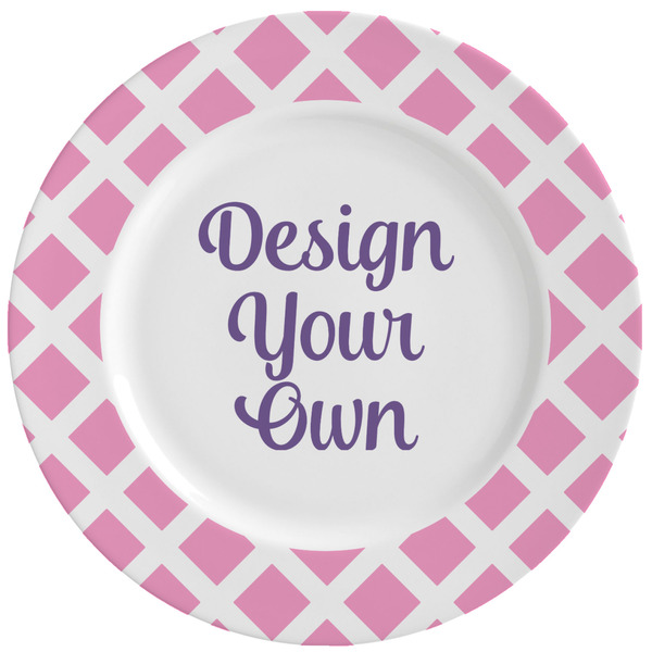 Custom Diamond Print w/Princess Ceramic Dinner Plates (Set of 4) (Personalized)