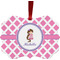 Diamond Print w/Princess Metal Frame Ornament - Double Sided w/ Name or Text