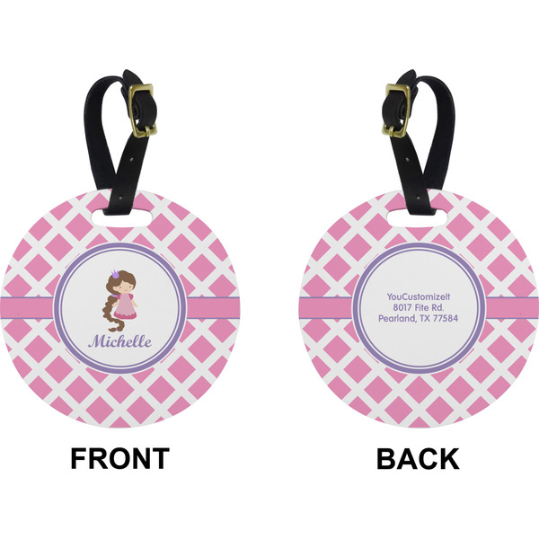 Diamond Print w/Princess Circle Luggage Tag (Front + Back)