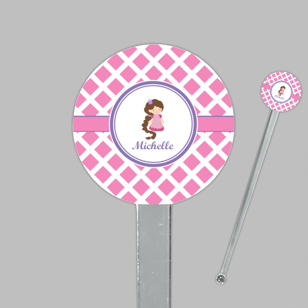 Diamond Print w/Princess Clear Plastic 7" Stir Stick - Round - Closeup