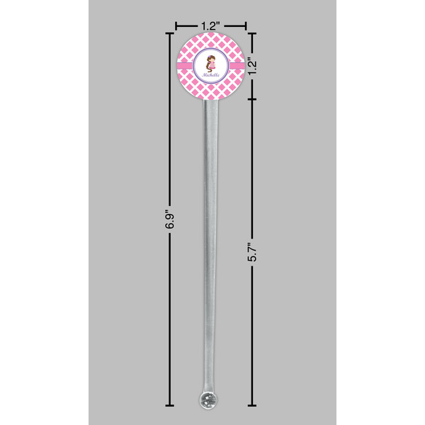 Diamond Print w/Princess Clear Plastic 7" Stir Stick - Round - Dimensions