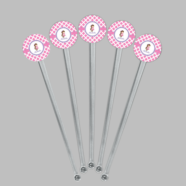 Diamond Print w/Princess Clear Plastic 7" Stir Stick - Round - Fan View