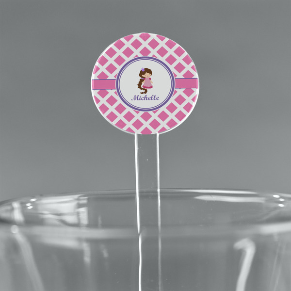 Custom Diamond Print w/Princess 5.5" Round Plastic Stir Sticks - Clear (Personalized)