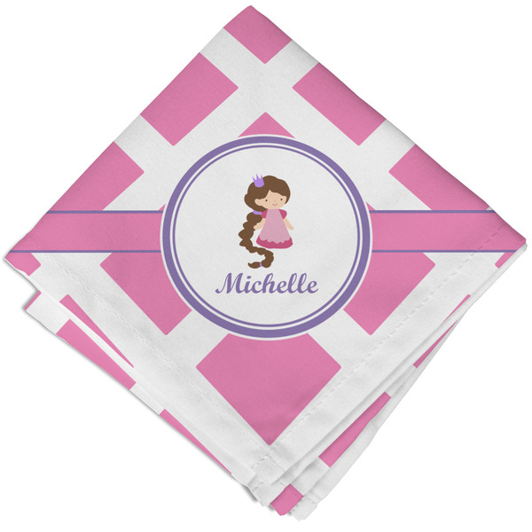 Custom Diamond Print w/Princess Cloth Cocktail Napkin - Single w/ Name or Text