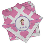 Diamond Print w/Princess Cloth Cocktail Napkins - Set of 4 w/ Name or Text