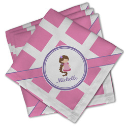 Diamond Print w/Princess Cloth Cocktail Napkins - Set of 4 w/ Name or Text