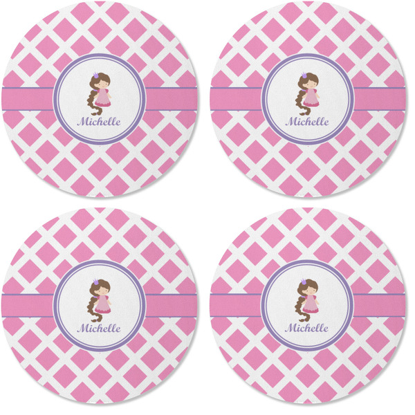 Diamond Print w/Princess Coaster Round Rubber Back - Apvl