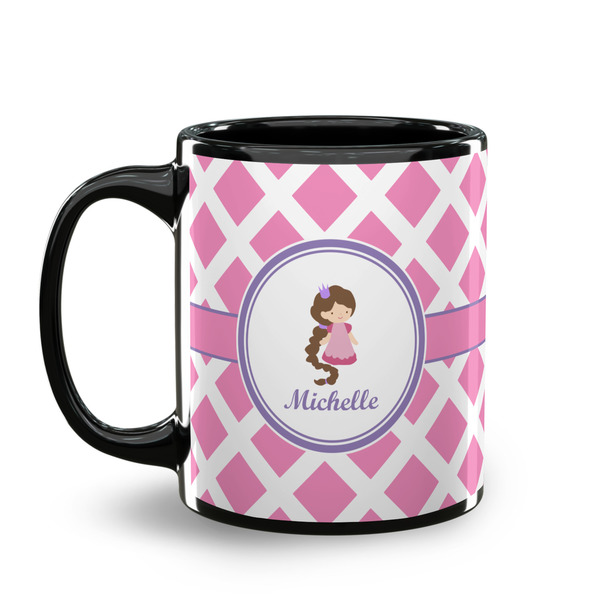 Diamond Print w/Princess Coffee Mug - 11 oz - Black
