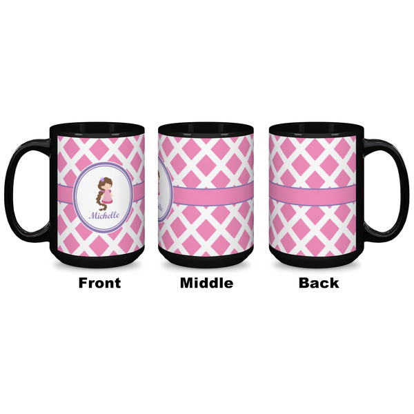 Diamond Print w/Princess Coffee Mug - 15 oz - Black APPROVAL