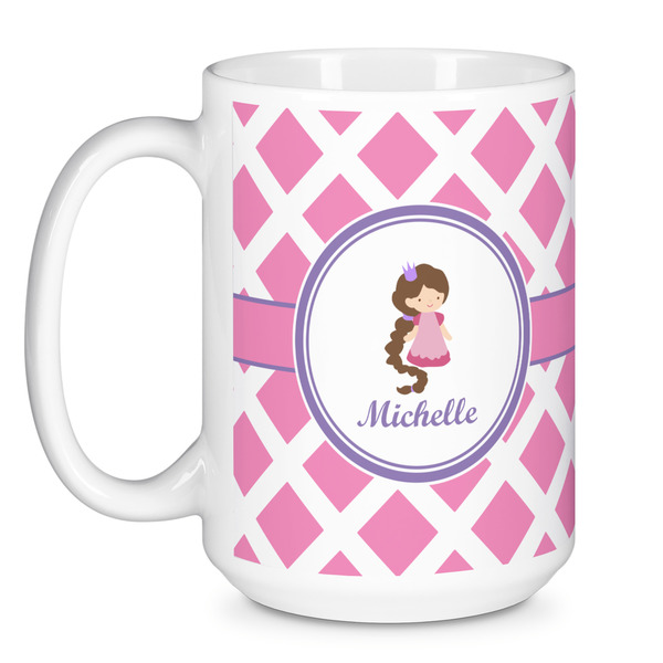 Diamond Print w/Princess Coffee Mug - 15 oz - White
