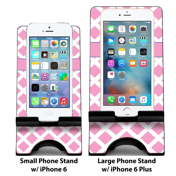 Diamond Print w/Princess Compare Phone Stand Sizes - with iPhones