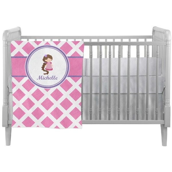Custom Diamond Print w/Princess Crib Comforter / Quilt (Personalized)