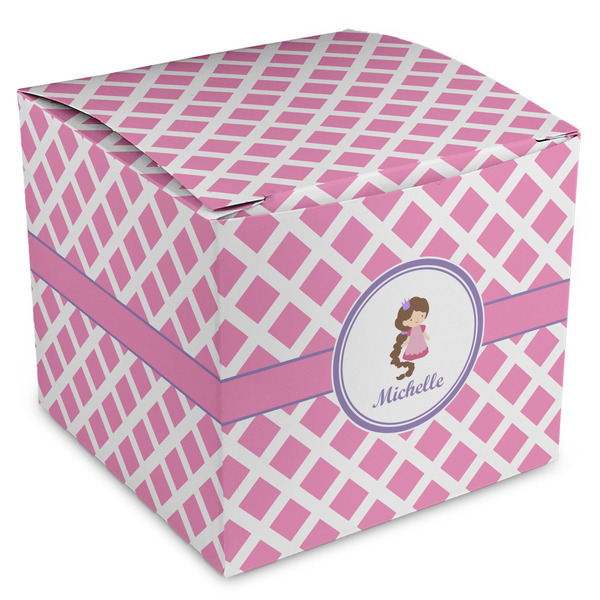 Custom Diamond Print w/Princess Cube Favor Gift Boxes (Personalized)