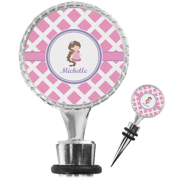 Custom Diamond Print w/Princess Wine Bottle Stopper (Personalized)