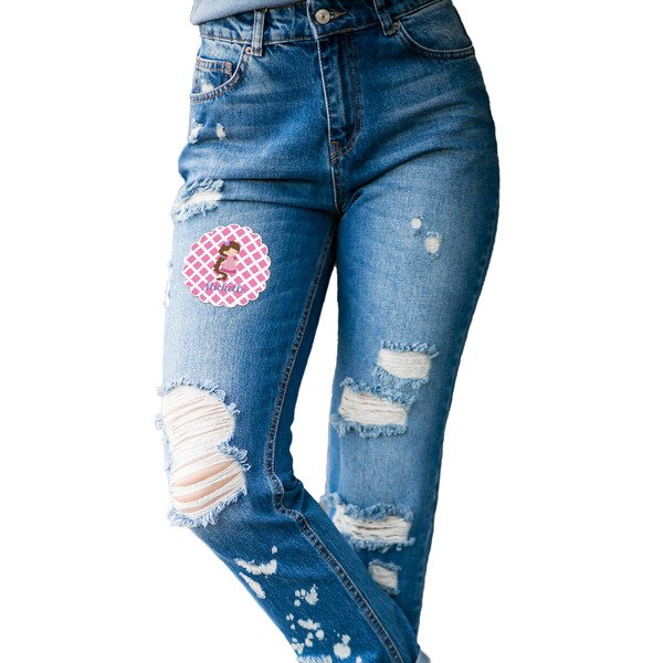 Diamond Print w/Princess Custom Shape Iron On Patches - L - single APPROVAL