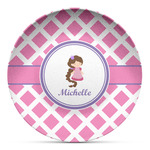 Diamond Print w/Princess Microwave Safe Plastic Plate - Composite Polymer (Personalized)