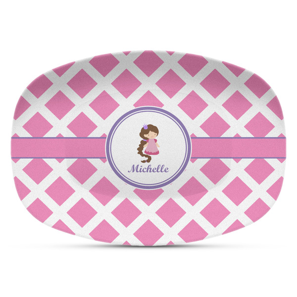 Custom Diamond Print w/Princess Plastic Platter - Microwave & Oven Safe Composite Polymer (Personalized)