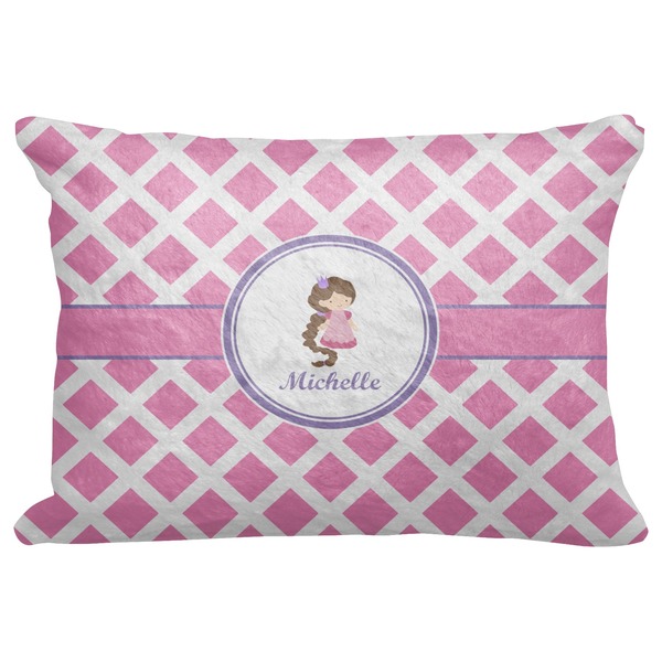 Custom Diamond Print w/Princess Decorative Baby Pillowcase - 16"x12" (Personalized)