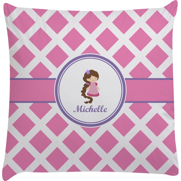 Custom Diamond Print w/Princess Decorative Pillow Case (Personalized)