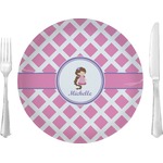 Diamond Print w/Princess 10" Glass Lunch / Dinner Plates - Single or Set (Personalized)