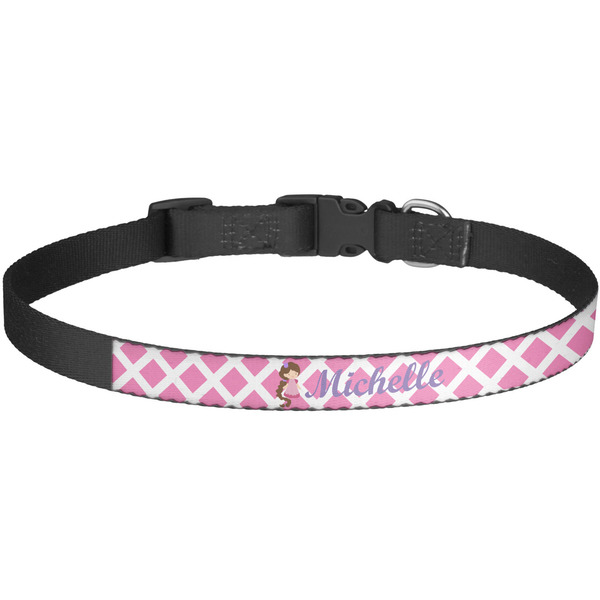 Custom Diamond Print w/Princess Dog Collar - Large (Personalized)