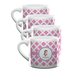 Diamond Print w/Princess Double Shot Espresso Cups - Set of 4 (Personalized)