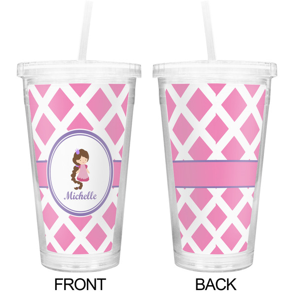 Diamond Print w/Princess Double Wall Tumbler with Straw - Approval