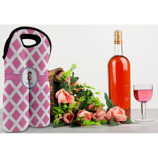 Diamond Print w/Princess Double Wine Tote - LIFESTYLE (new)