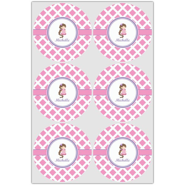 Diamond Print w/Princess Drink Topper - Large - Set of 6