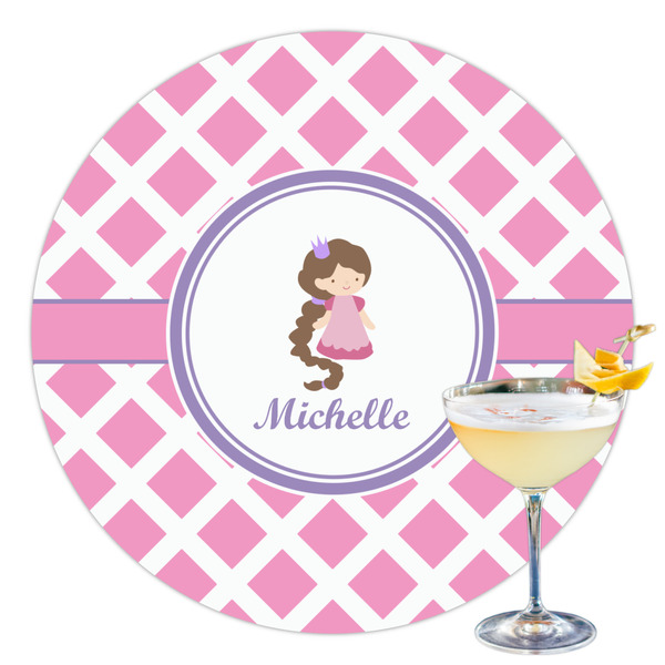 Custom Diamond Print w/Princess Printed Drink Topper - 3.5" (Personalized)