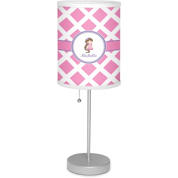 Custom Diamond Print w/Princess 7" Drum Lamp with Shade (Personalized)