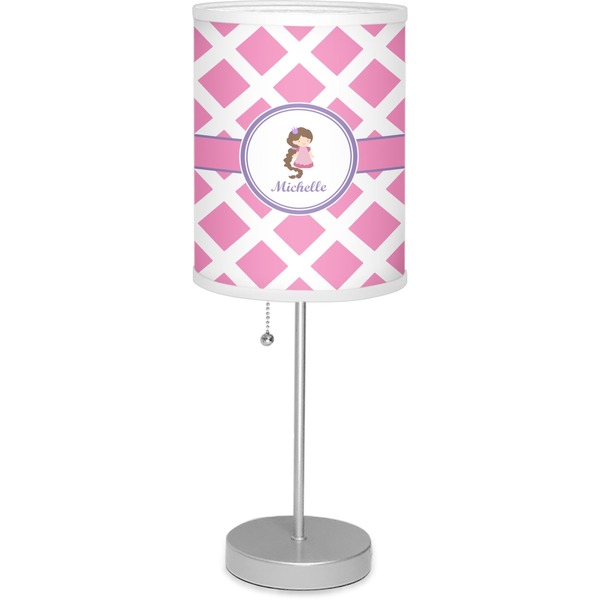 Custom Diamond Print w/Princess Lamp with Drum Shade (Personalized)
