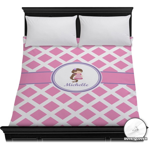 Custom Diamond Print w/Princess Duvet Cover - Full / Queen (Personalized)