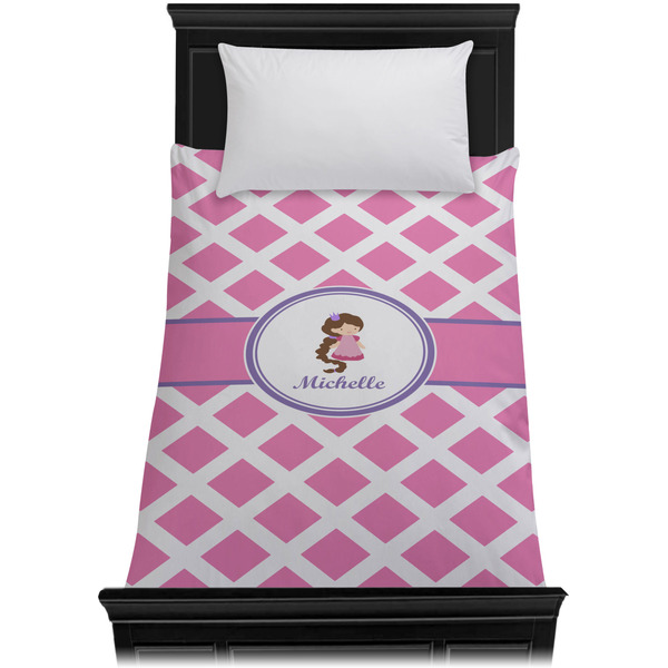 Diamond Print w/Princess Duvet Cover - Twin XL - On Bed - No Prop