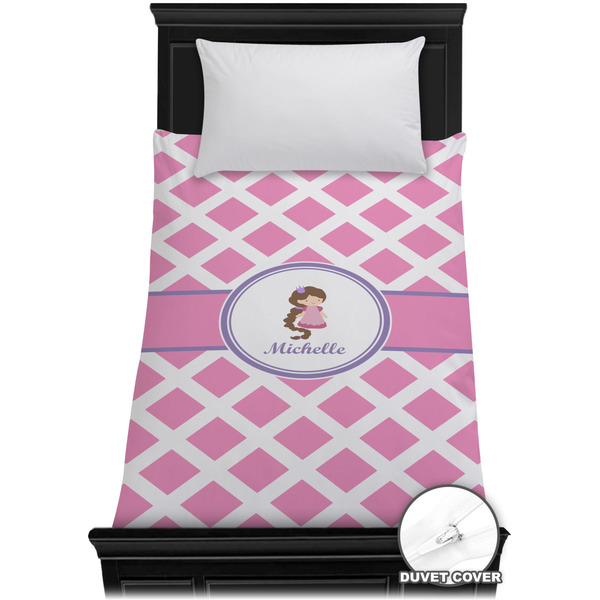 Custom Diamond Print w/Princess Duvet Cover - Twin XL (Personalized)