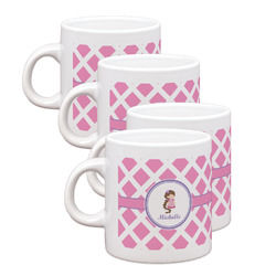 Diamond Print w/Princess Single Shot Espresso Cups - Set of 4 (Personalized)