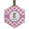 Diamond Print w/Princess Flat Glass Ornament - Hexagon w/ Name or Text
