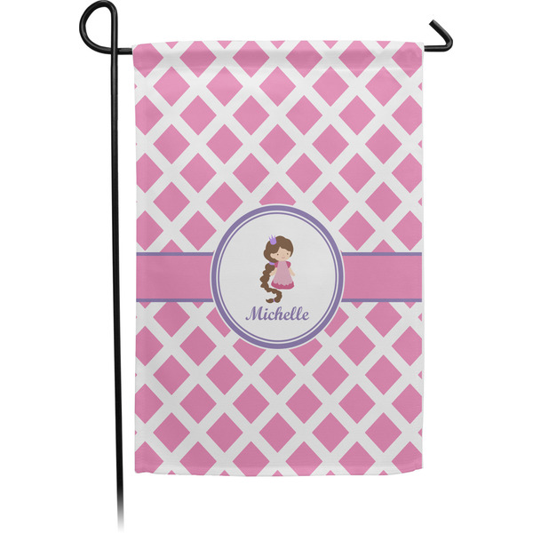 Custom Diamond Print w/Princess Small Garden Flag - Single Sided w/ Name or Text