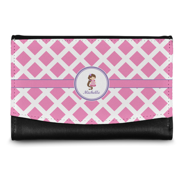Custom Diamond Print w/Princess Genuine Leather Women's Wallet - Small (Personalized)