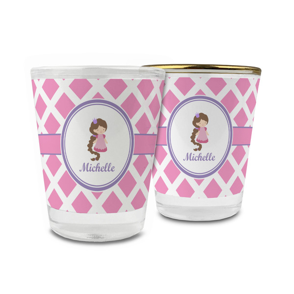 Custom Diamond Print w/Princess Glass Shot Glass - 1.5 oz (Personalized)