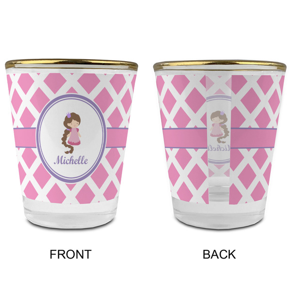 Diamond Print w/Princess Glass Shot Glass - with gold rim - APPROVAL