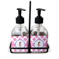 Diamond Print w/Princess Glass Soap & Lotion Bottle Set (Personalized)