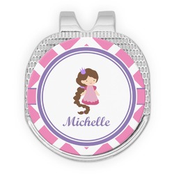 Diamond Print w/Princess Golf Ball Marker - Hat Clip - Silver