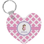 Diamond Print w/Princess Heart Plastic Keychain w/ Name or Text