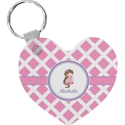 Diamond Print w/Princess Heart Plastic Keychain w/ Name or Text