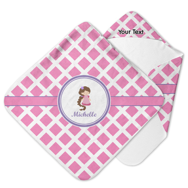 Custom Diamond Print w/Princess Hooded Baby Towel (Personalized)