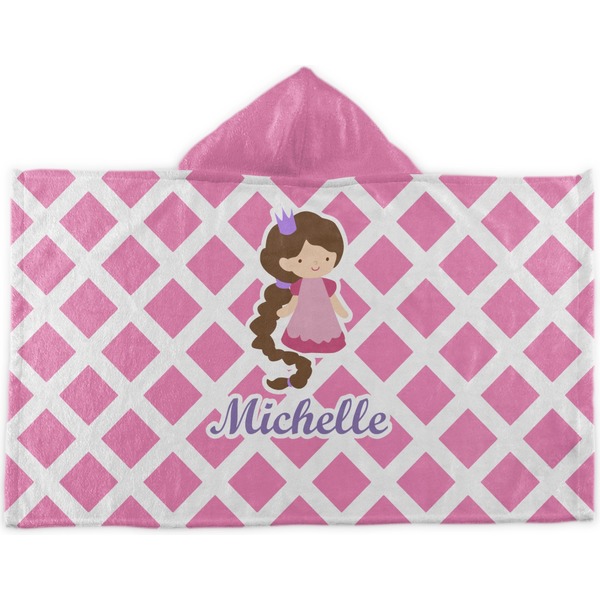 Custom Diamond Print w/Princess Kids Hooded Towel (Personalized)
