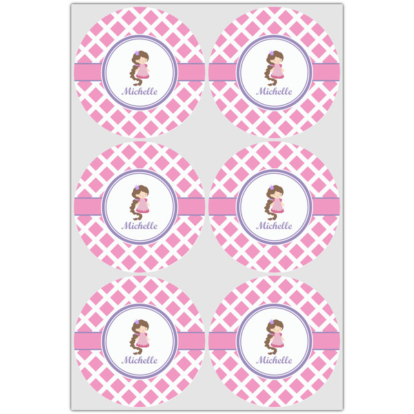 Diamond Print w/Princess Icing Circle - Large - Set of 6